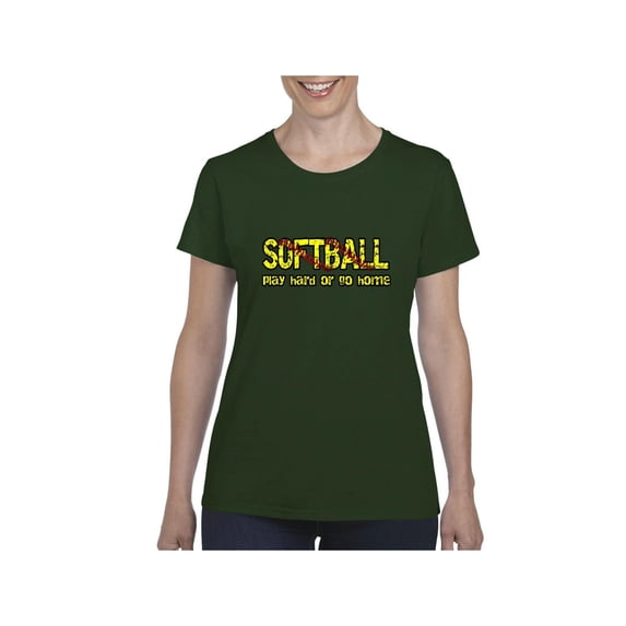Normal is Boring - Women's T-Shirt Short Sleeve, up to Women Size 3XL - Softball Play Hard or Go Home