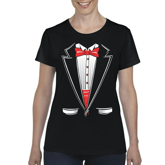 NIB - Women's T-Shirt Short Sleeve - Tuxedo Prom Costume