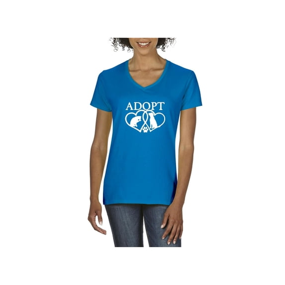 NIB - Women's T-Shirt V-Neck Short Sleeve - Adopt Animal Rescue