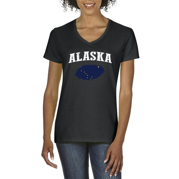 Normal is Boring - Women's T-Shirt V-Neck Short Sleeve, up to Women Size 3XL - Alaska Flag