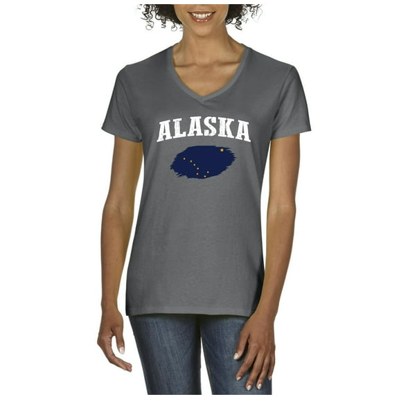 NIB - Women's T-Shirt V-Neck Short Sleeve - Alaska Flag