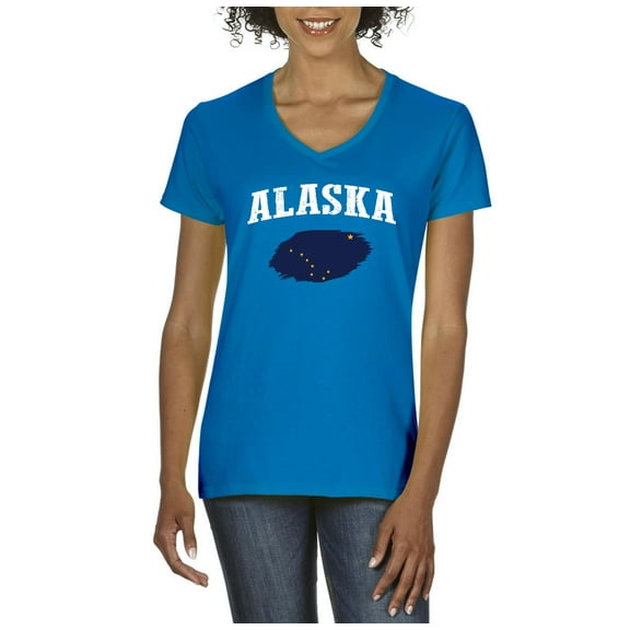 NIB - Women's T-Shirt V-Neck Short Sleeve - Alaska Flag