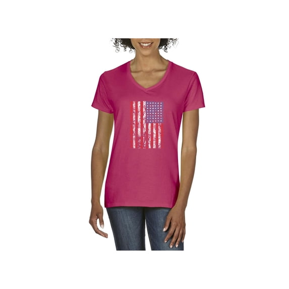 Normal is Boring - Women's T-Shirt V-Neck Short Sleeve, up to Women Size 3XL - American Flag 4th of July