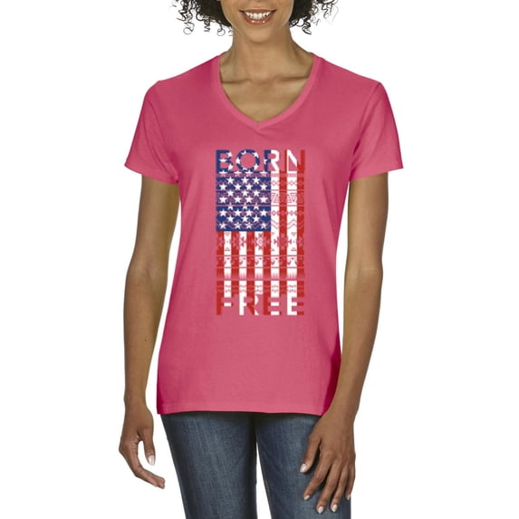 NIB - Women's T-Shirt V-Neck Short Sleeve - American Flag 4th of July