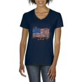 thumbnail image 1 of Artix - Women's T-Shirt V-Neck Short Sleeve - American Flag USA in Gold, 1 of 5