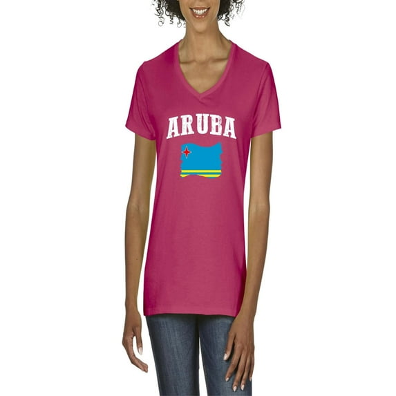 NIB - Women's T-Shirt V-Neck Short Sleeve - Aruba