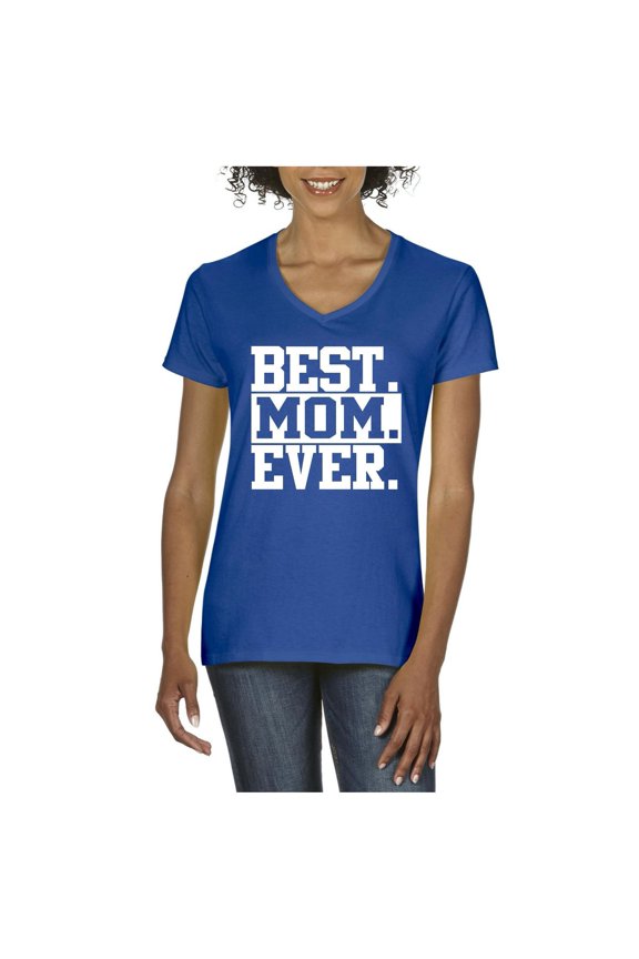 - Women's T-Shirt V-Neck Short Sleeve, up to Women Size 3XL - Best Mom