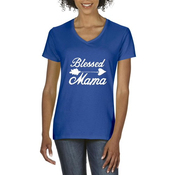 NIB - Women's T-Shirt V-Neck Short Sleeve - Blessed Mama