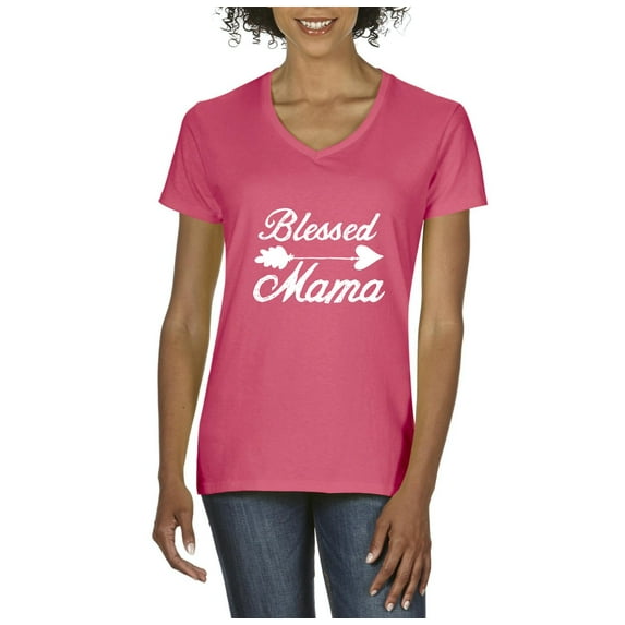 NIB - Women's T-Shirt V-Neck Short Sleeve - Blessed Mama