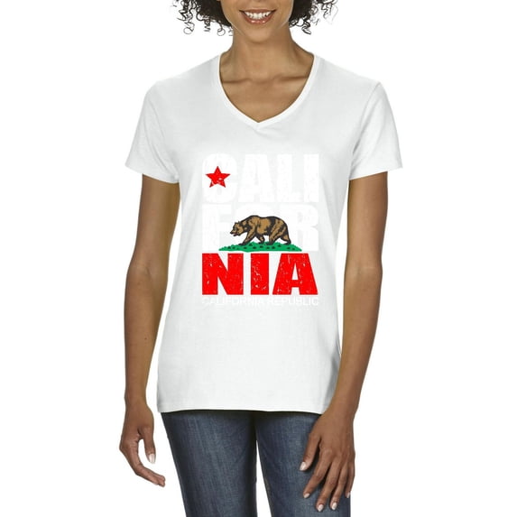 Normal is Boring - Women's T-Shirt V-Neck Short Sleeve, up to Women Size 3XL - California Cali