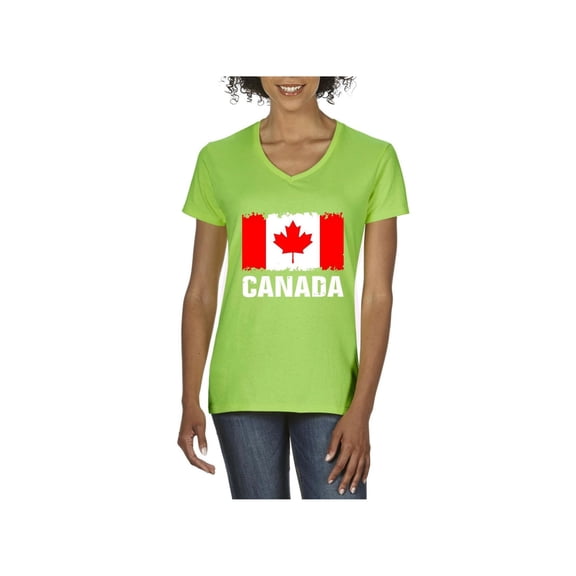 Normal is Boring - Women's T-Shirt V-Neck Short Sleeve, up to Women Size 3XL - Canada Flag