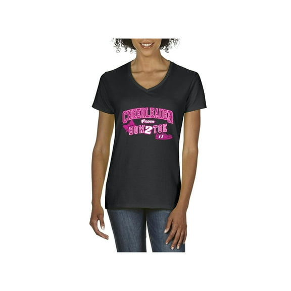 Normal is Boring - Women's T-Shirt V-Neck Short Sleeve, up to Women Size 3XL - Cheerleader Bow 2 Toe