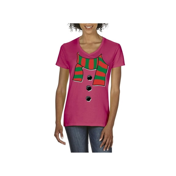 Normal is Boring - Women's T-Shirt V-Neck Short Sleeve, up to Women Size 3XL - Christmas Snowman Scarf