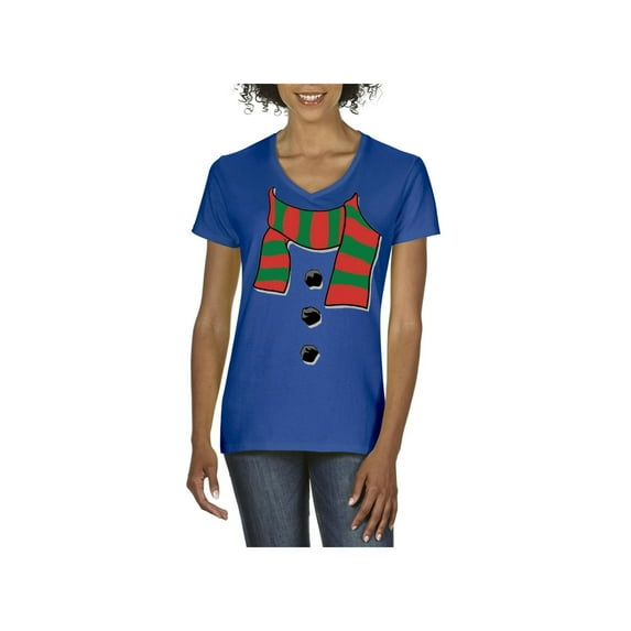 NIB - Women's T-Shirt V-Neck Short Sleeve - Christmas Snowman Scarf