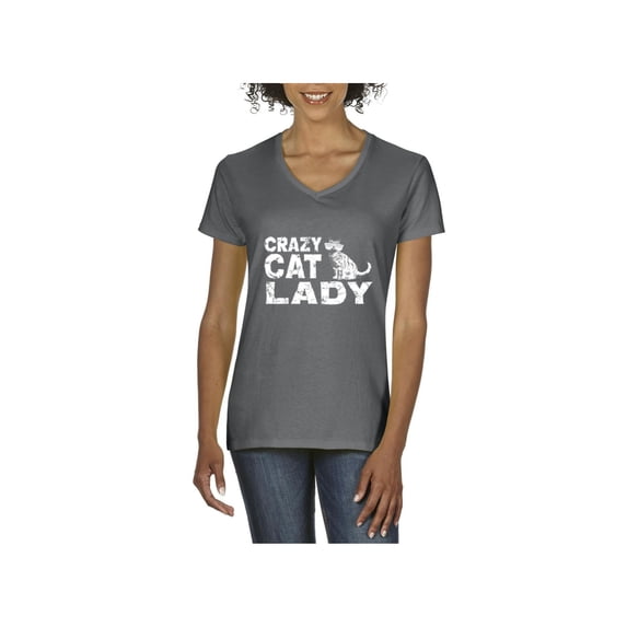 NIB - Women's T-Shirt V-Neck Short Sleeve - Crazy Cat Lady
