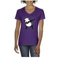 thumbnail image 1 of Normal is Boring - Women's T-Shirt V-Neck Short Sleeve, up to Women Size 3XL - Dancing Panda, 1 of 5