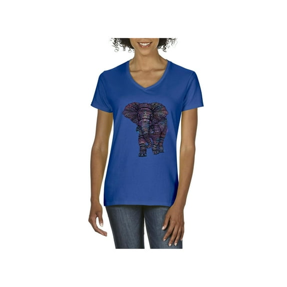 Normal is Boring - Women's T-Shirt V-Neck Short Sleeve, up to Women Size 3XL - Elephant