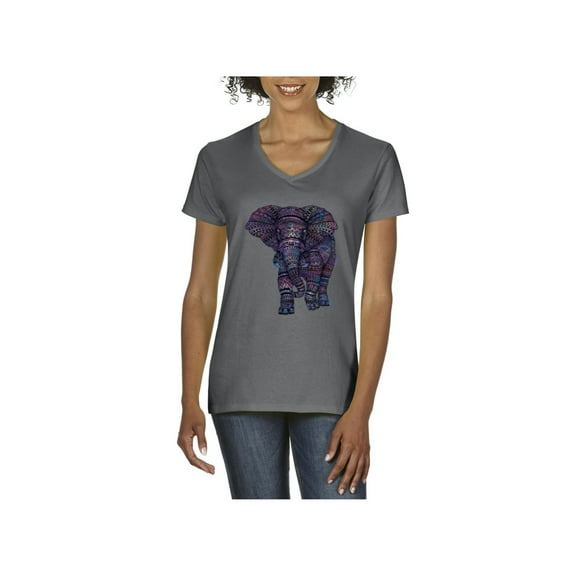 Normal is Boring - Women's T-Shirt V-Neck Short Sleeve, up to Women Size 3XL - Elephant