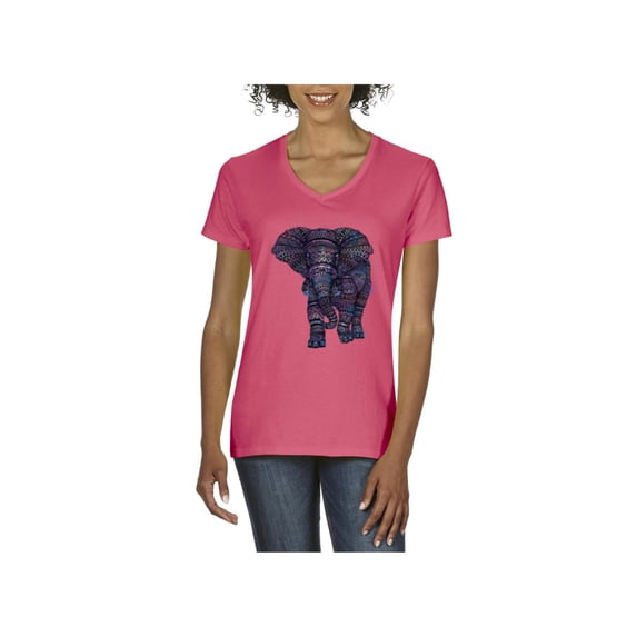Normal is Boring - Women's T-Shirt V-Neck Short Sleeve, up to Women Size 3XL - Elephant