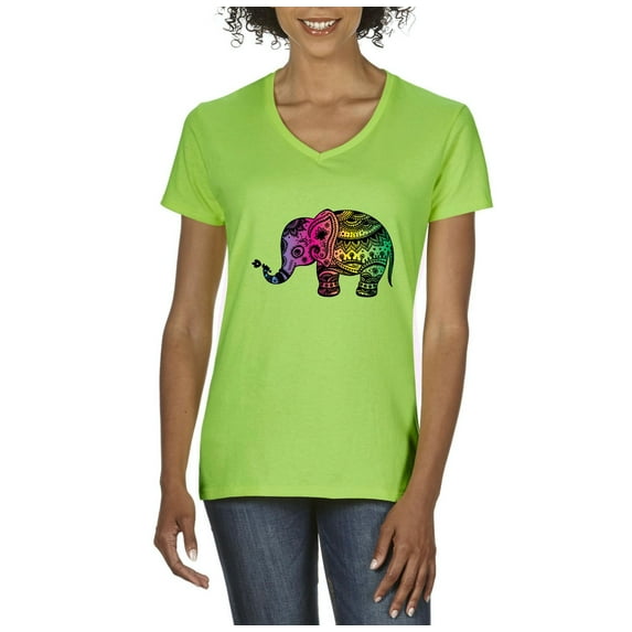 Normal is Boring - Women's T-Shirt V-Neck Short Sleeve, up to Women Size 3XL - Elephant
