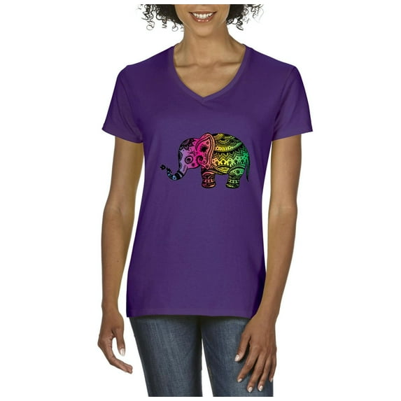 NIB - Women's T-Shirt V-Neck Short Sleeve - Elephant