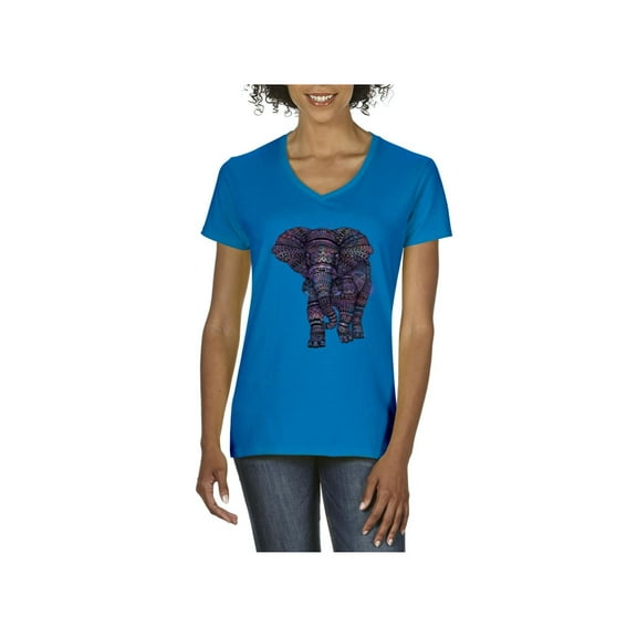 Normal is Boring - Women's T-Shirt V-Neck Short Sleeve, up to Women Size 3XL - Elephant