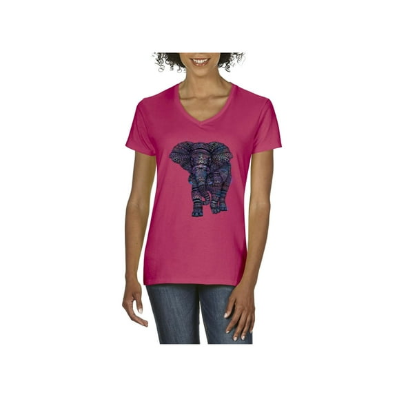 Normal is Boring - Women's T-Shirt V-Neck Short Sleeve, up to Women Size 3XL - Elephant