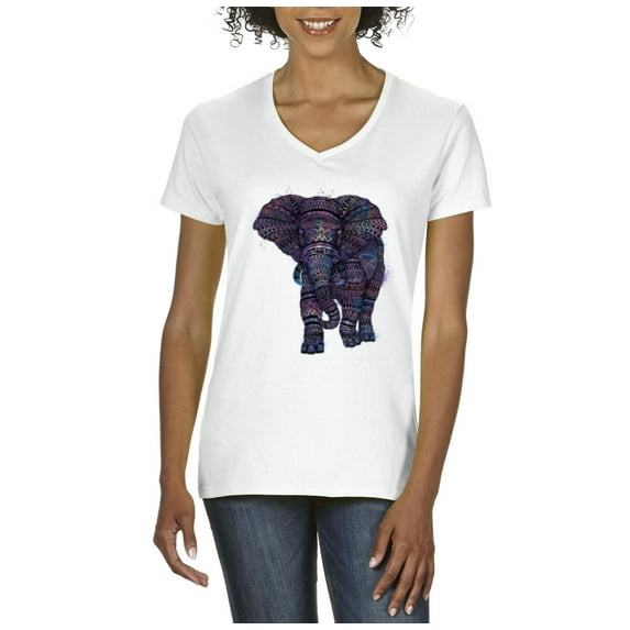 Normal is Boring - Women's T-Shirt V-Neck Short Sleeve, up to Women Size 3XL - Elephant