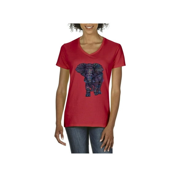 Normal is Boring - Women's T-Shirt V-Neck Short Sleeve, up to Women Size 3XL - Elephant