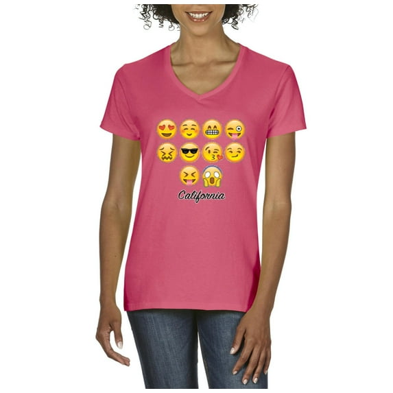 NIB - Women's T-Shirt V-Neck Short Sleeve - Emoji Entourage