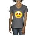 thumbnail image 1 of Artix - Women's T-Shirt V-Neck Short Sleeve - Emoji Heart-Shaped Eyes, 1 of 5