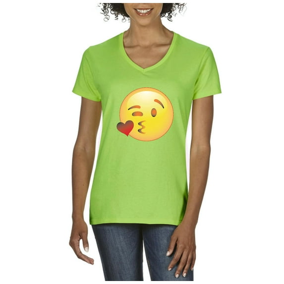 Normal is Boring - Women's T-Shirt V-Neck Short Sleeve, up to Women Size 3XL - Emoji Winky Face
