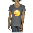 thumbnail image 1 of Normal is Boring - Women's T-Shirt V-Neck Short Sleeve, up to Women Size 3XL - Emoji Winky Face, 1 of 5
