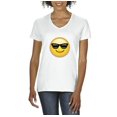 thumbnail image 1 of Normal is Boring - Women's T-Shirt V-Neck Short Sleeve, up to Women Size 3XL - Emoji with Sunglasses, 1 of 5