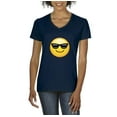 thumbnail image 1 of Normal is Boring - Women's T-Shirt V-Neck Short Sleeve, up to Women Size 3XL - Emoji with Sunglasses, 1 of 5