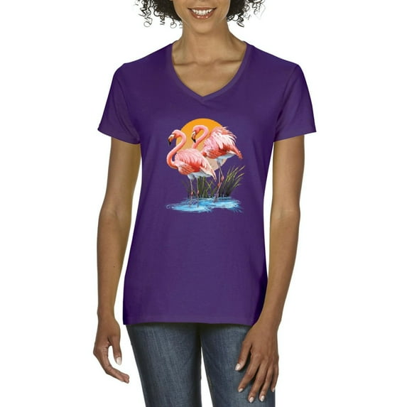 Normal is Boring - Women's T-Shirt V-Neck Short Sleeve, up to Women Size 3XL - Flamingo
