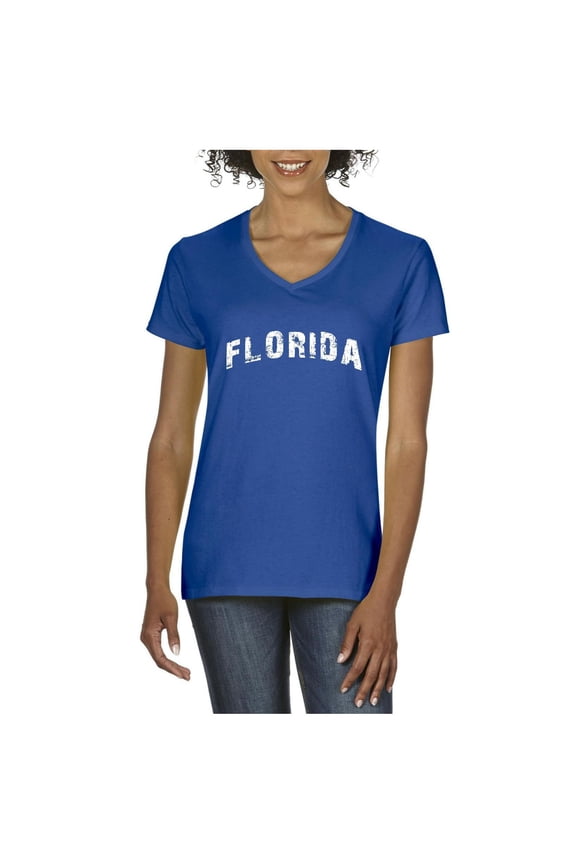 - Women's T-Shirt V-Neck Short Sleeve, up to Women Size 3XL - Florida