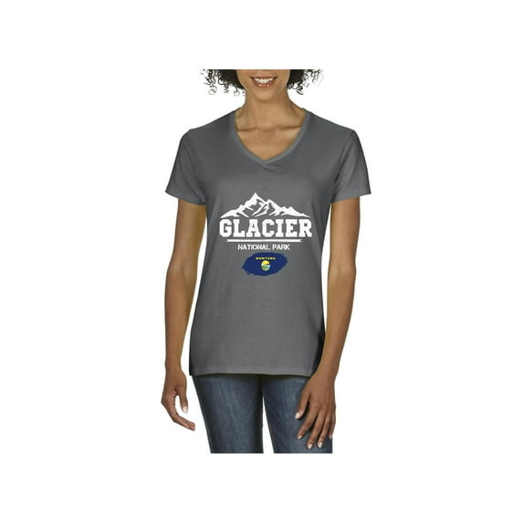 Normal is Boring - Women's T-Shirt V-Neck Short Sleeve, up to Women Size 3XL - Glacier National Park