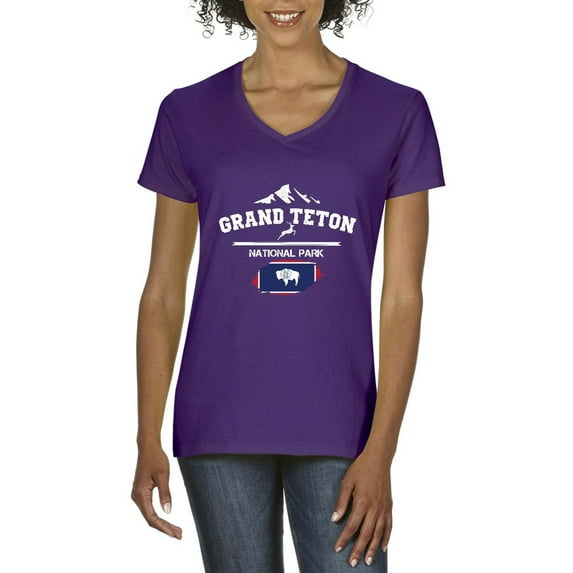 Normal is Boring - Women's T-Shirt V-Neck Short Sleeve, up to Women Size 3XL - Grand Teton National Park