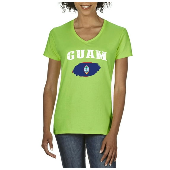 NIB - Women's T-Shirt V-Neck Short Sleeve - Guam Flag