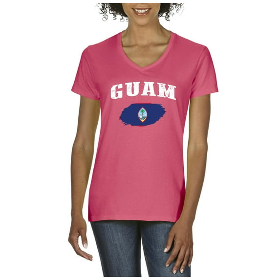 NIB - Women's T-Shirt V-Neck Short Sleeve - Guam Flag