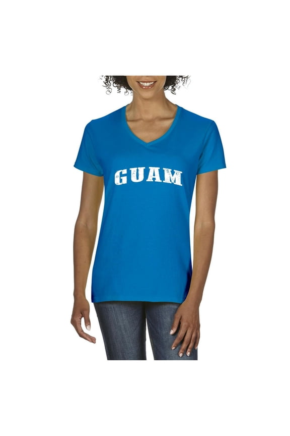 - Women's T-Shirt V-Neck Short Sleeve, up to Women Size 3XL - Guam