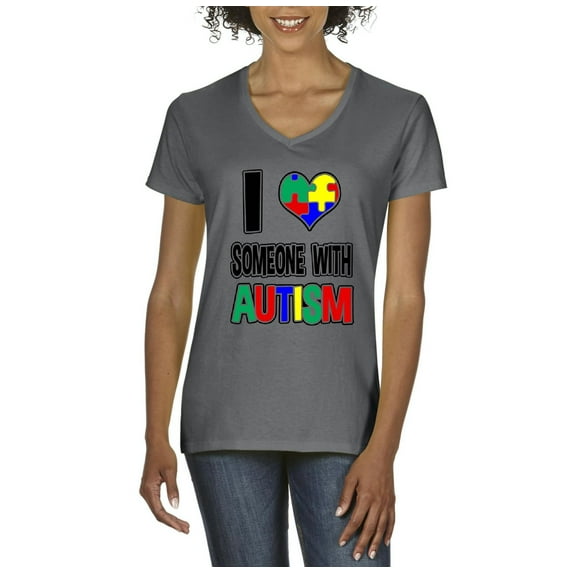 IWPF - Women's T-Shirt V-Neck Short Sleeve - I Love Someone With Autism