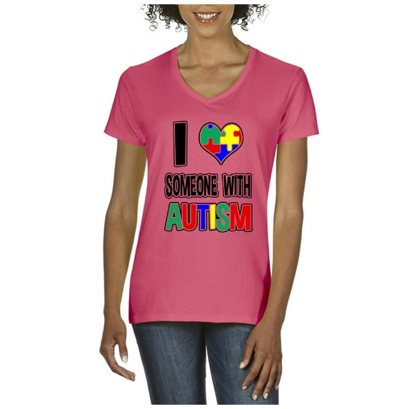 IWPF - Women's T-Shirt V-Neck Short Sleeve - I Love Someone With Autism