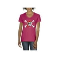 thumbnail image 1 of Normal is Boring - Women's T-Shirt V-Neck Short Sleeve, up to Women Size 3XL - Jolly Roger Skull & Crossbones, 1 of 5