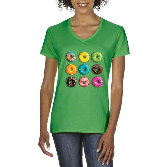 Normal is Boring - Women's T-Shirt V-Neck Short Sleeve, up to Women Size 3XL - Love Food Donuts Doughnuts