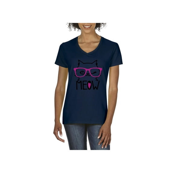 Normal is Boring - Women's T-Shirt V-Neck Short Sleeve, up to Women Size 3XL - Meow Cute Cat Kitty