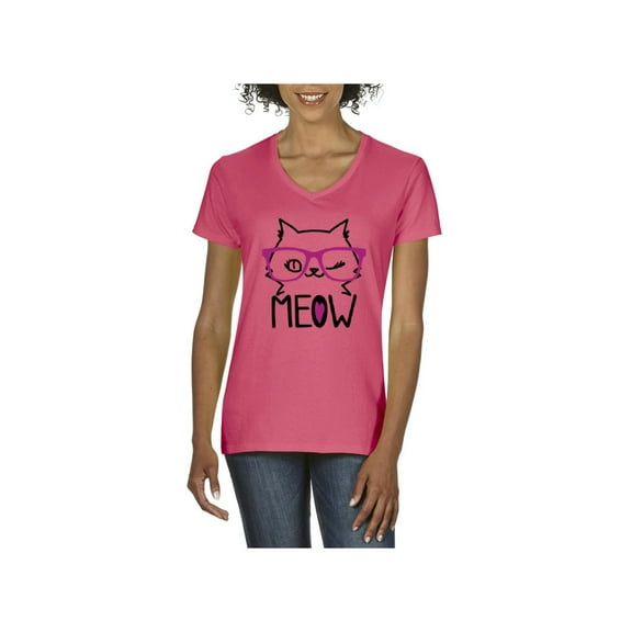 Normal is Boring - Women's T-Shirt V-Neck Short Sleeve, up to Women Size 3XL - Meow Cute Cat Kitty