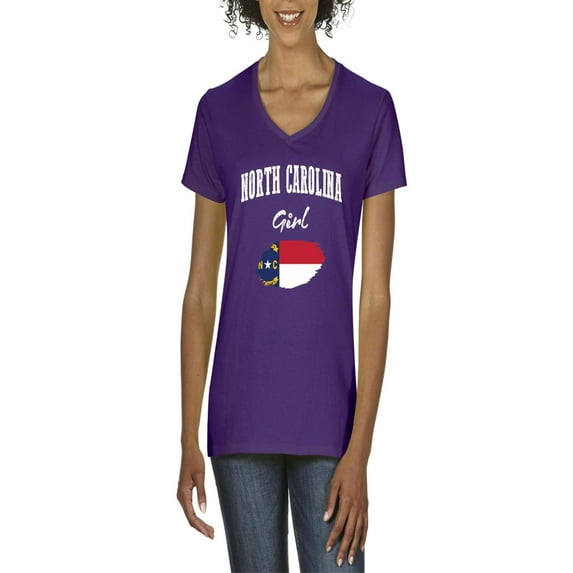Normal is Boring - Women's T-Shirt V-Neck Short Sleeve, up to Women Size 3XL - North Carolina Girl