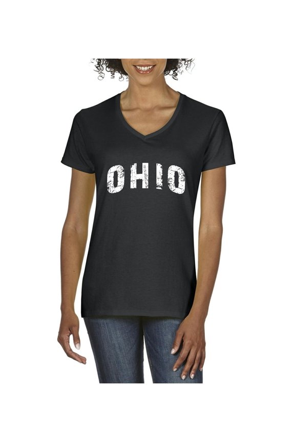 - Women's T-Shirt V-Neck Short Sleeve, up to Women Size 3XL - Ohio